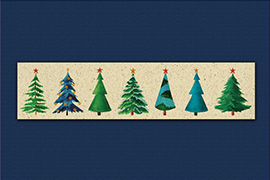 Weihnachtskarte Blau mit Bäumen 3321