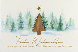 Weihnachtskarte Baum in Holzoptik FW18350