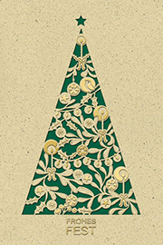 Weihnachtskarte Hellbraun/Grün 3320