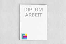 Diplomarbeiten / Masterarbeiten mit Hardcover und Beschriftung