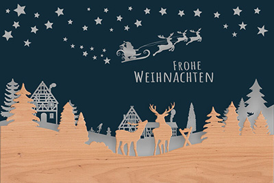 Weihnachtskarte - Holz-Lasercut - Wild FW18449
